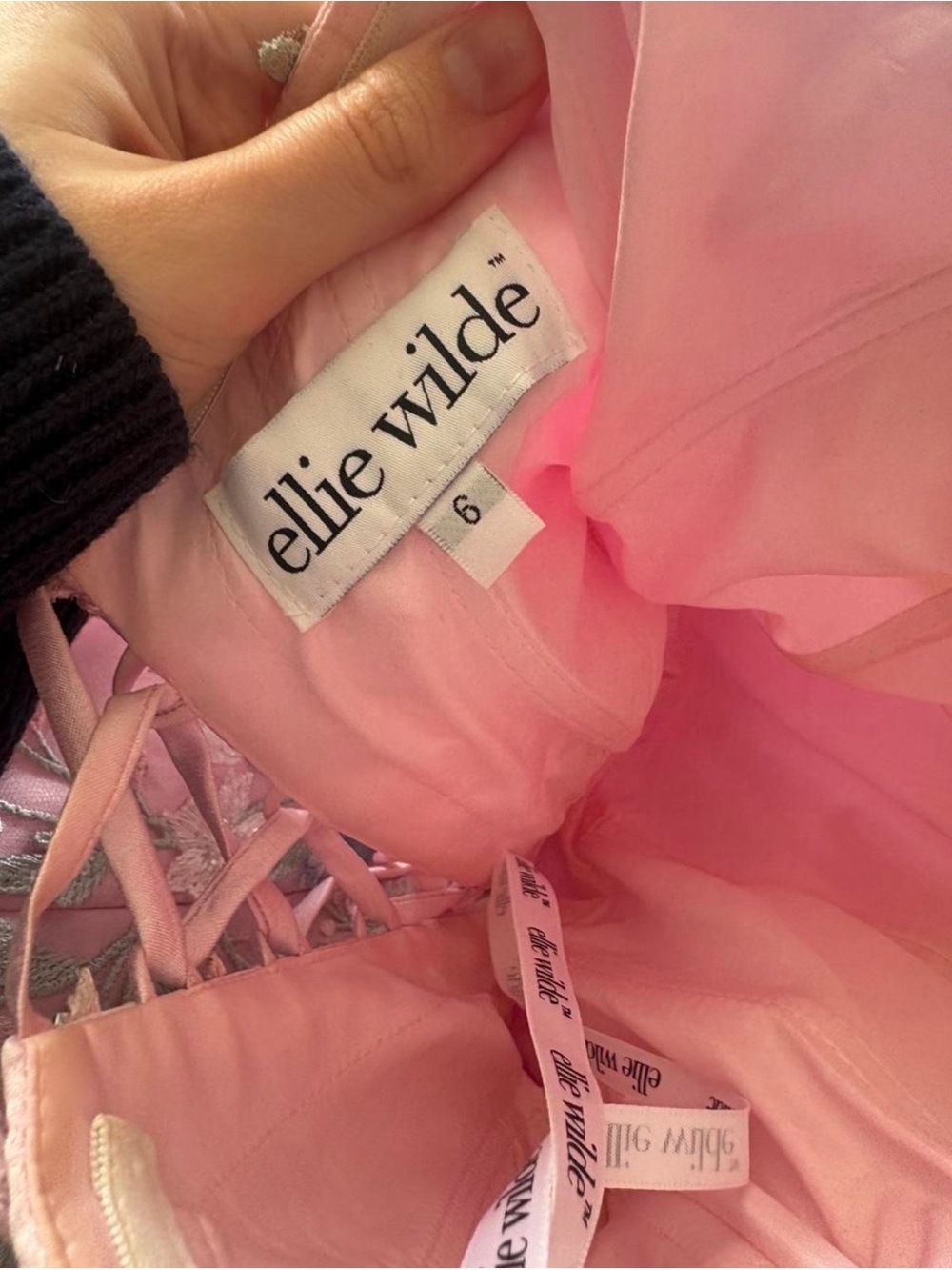 ellie wilde Strapless Light Pink Ball Gown with Floral Embroidery - Picture 2 of 6
